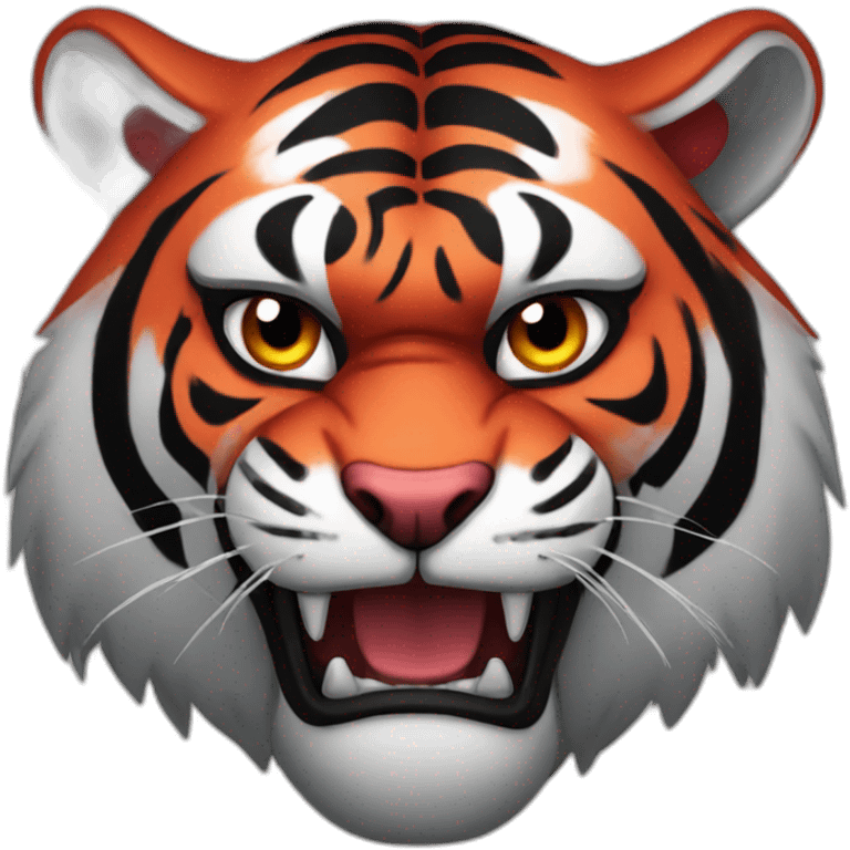 black angry red gloomy tiger emoji