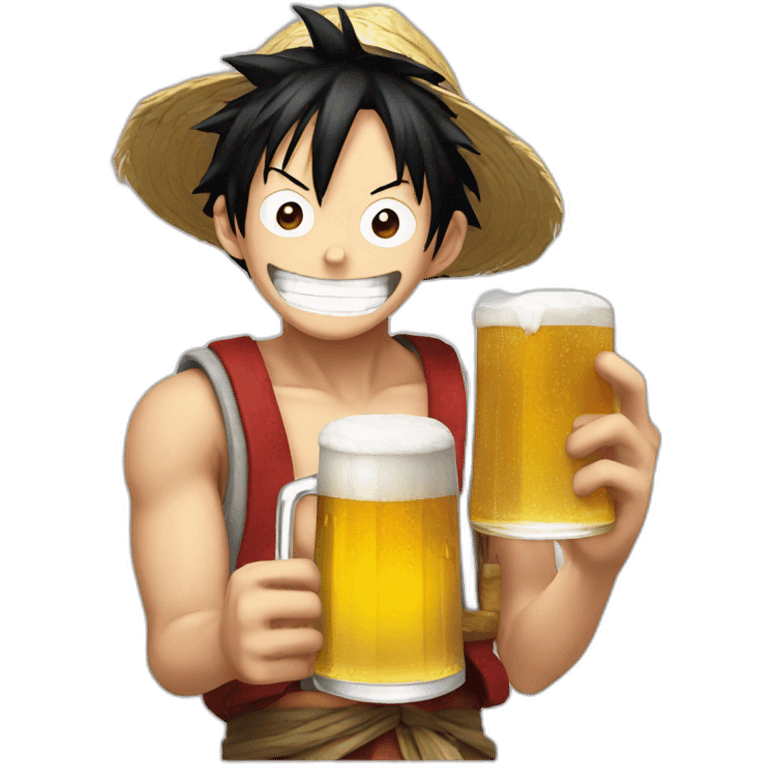 Luffy with beer emoji