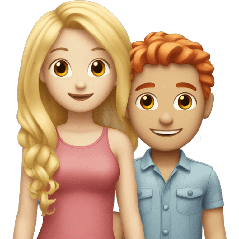 Girl blonde hair and Boy red hair in love   emoji