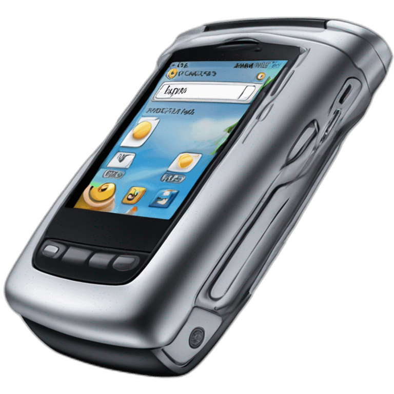 Side profile Y2k Silver Motorola Razr V3 mobile device with the iconic clamshell design no buttons visible emoji