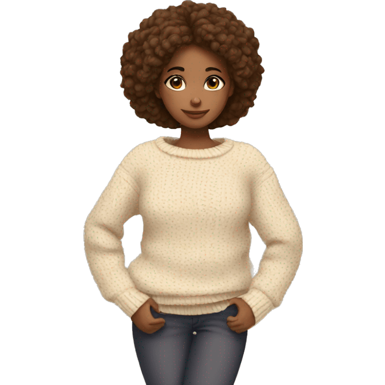 thoughtful girl in cozy sweater emoji