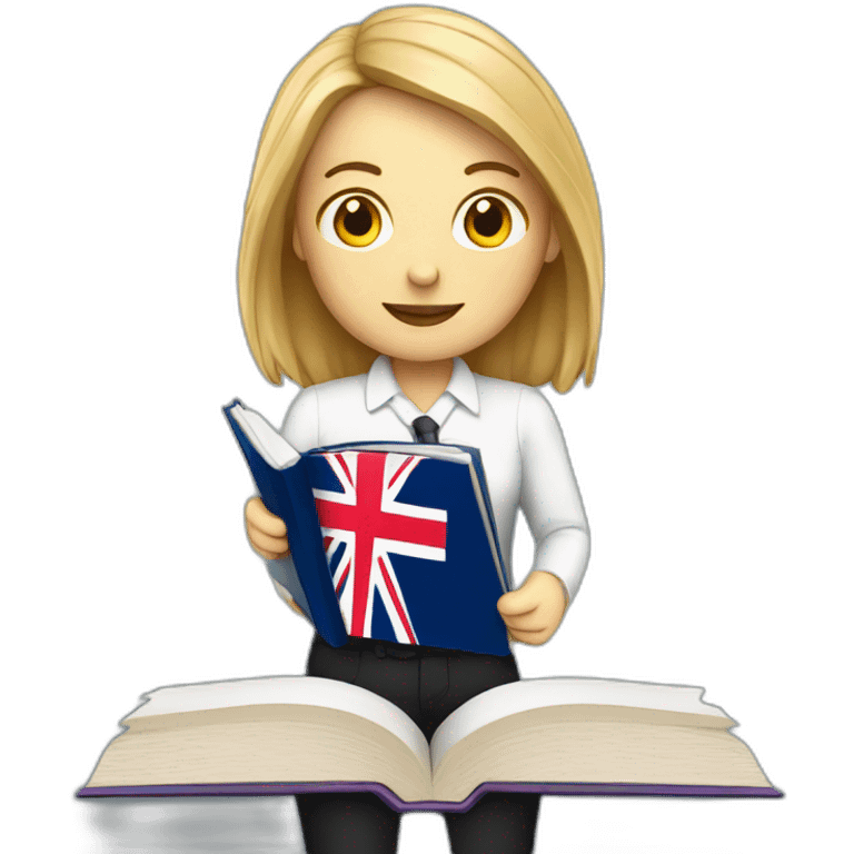 english teacher with british flag and textbook emoji