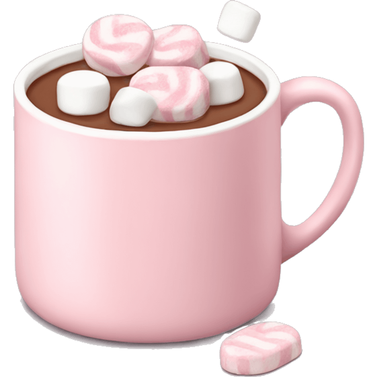 Light Pink mug of hot chocolate with marshmallows  emoji