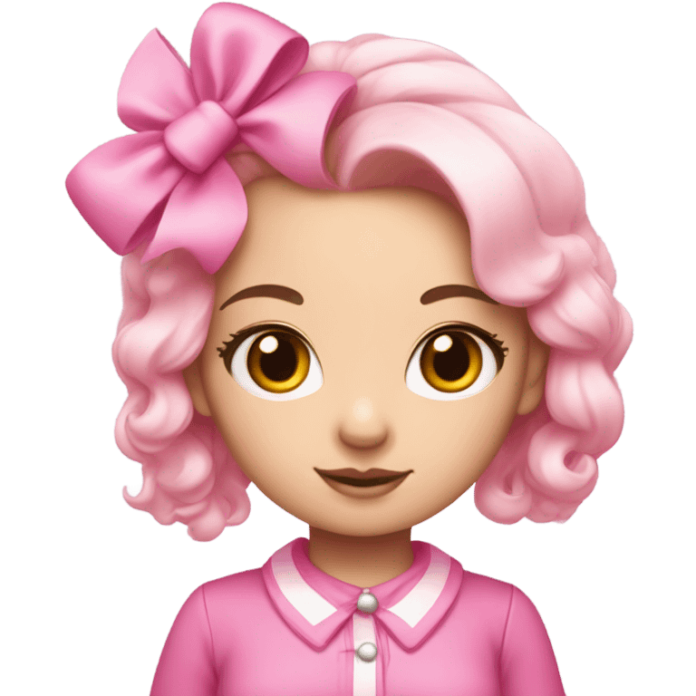 Browskin girl, pink asthetic, hello kitty bow emoji