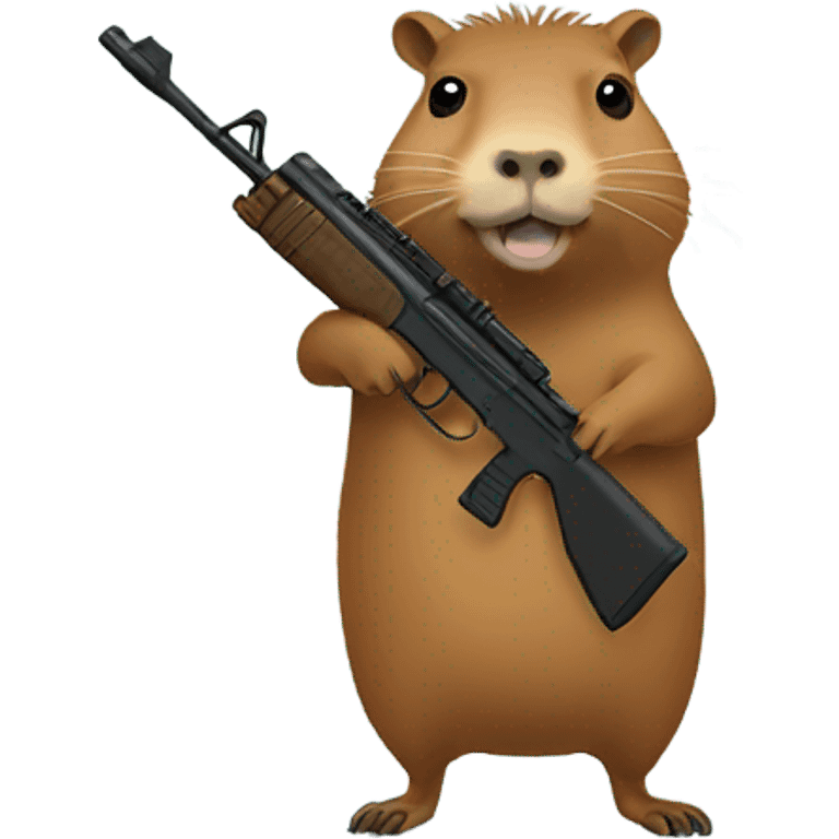 Capybara holding a rifle emoji