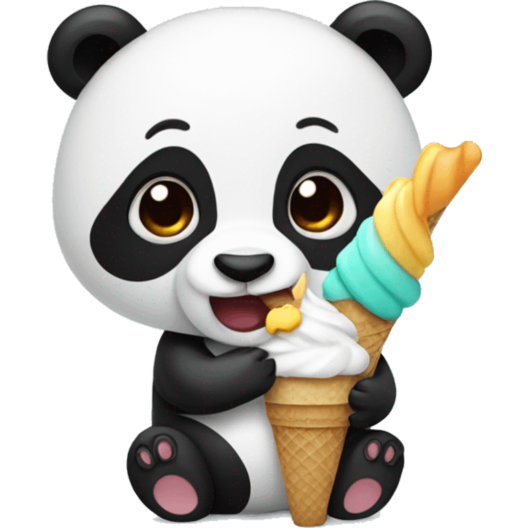 Panda eating ice cream emoji