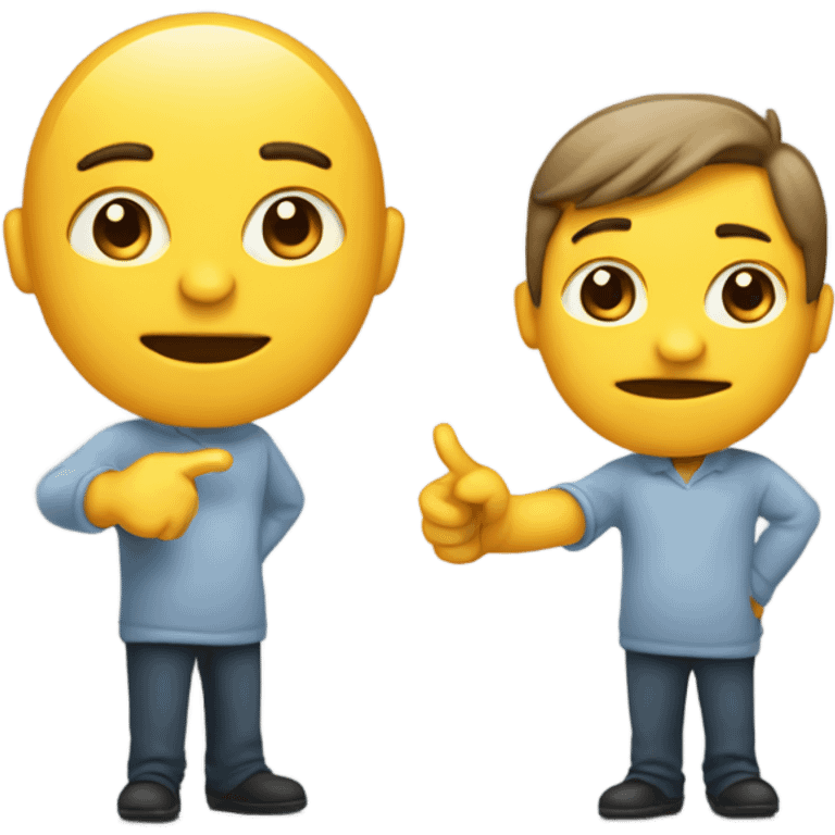 A person pointing at two different objects emoji