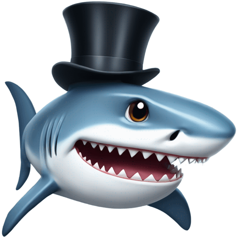 Shark with a top hat emoji