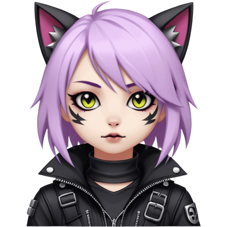 Edgy Kawaii Cute Cool Cartoon Anime Punk Techwear Gothic Catgirl emoji