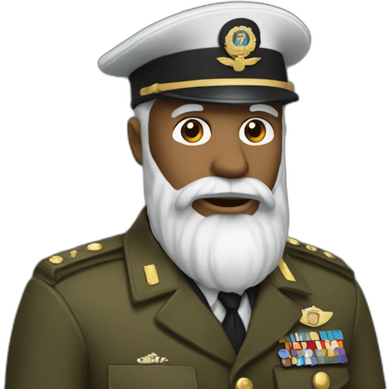 brown man with a long white scraggly beard and a beret in military uniform emoji