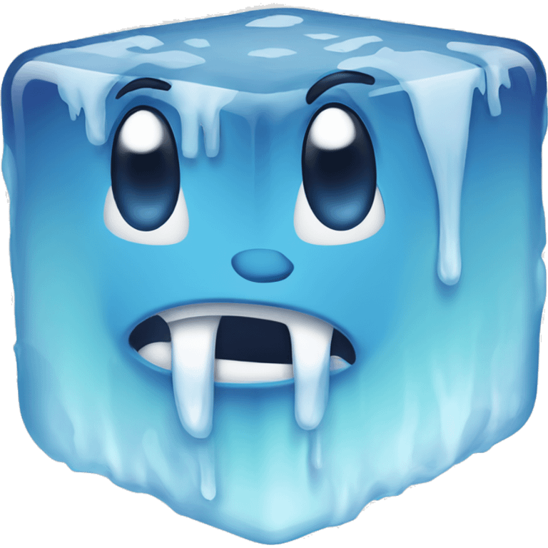 cartoon ice cube with limbs melting emoji