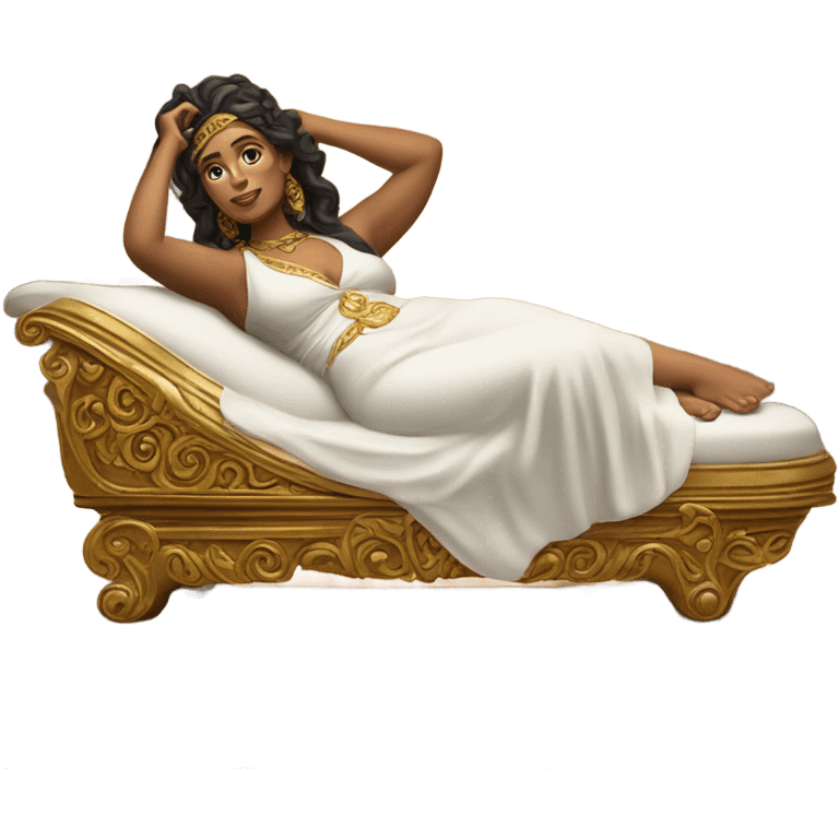 Latina female goddess lying on serving platter emoji