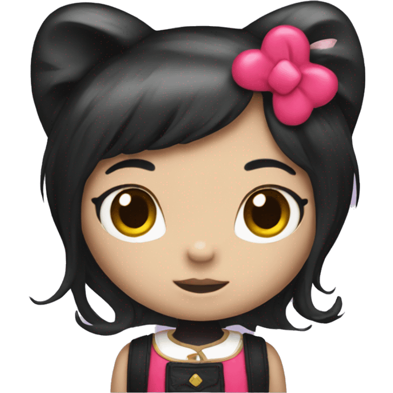 Hello kitty but with black long hair  emoji