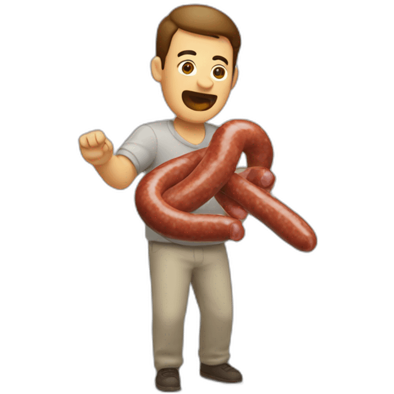 Man attacked by sausage emoji