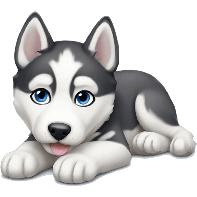 Husky puppy laying emoji