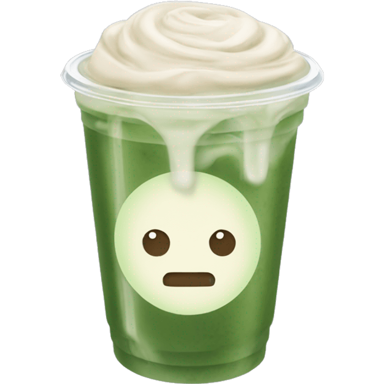 plain iced matcha latte in clear takeaway cup with no whipped cream on top emoji