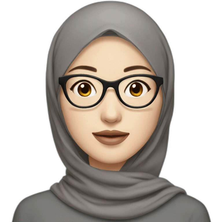 Beauty asian woman wear hijab and glasses pale skin emoji