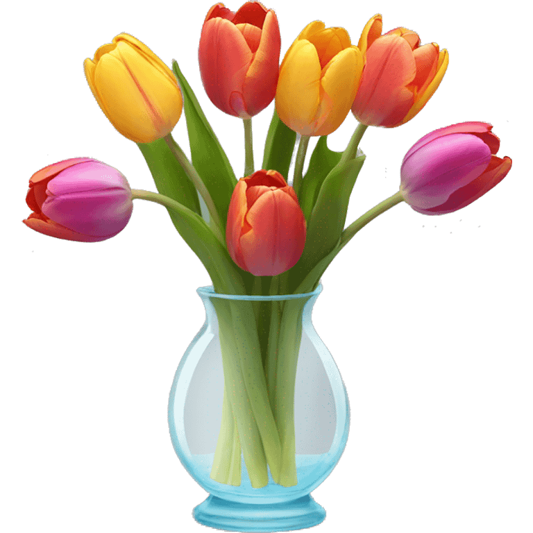 Colorful tulips in a glass vase  emoji