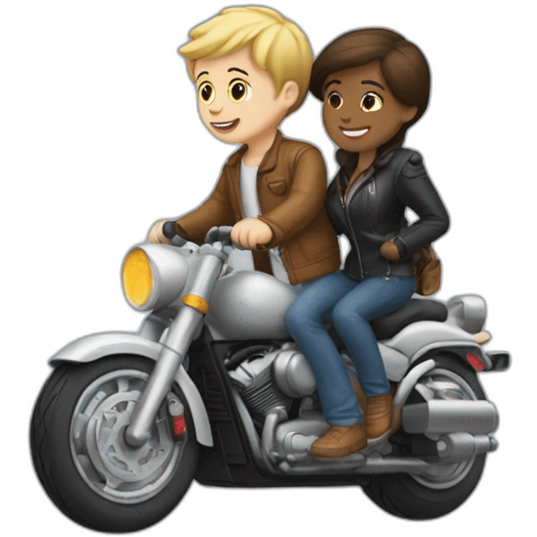 White Boy and girl Going in motorcycle emoji