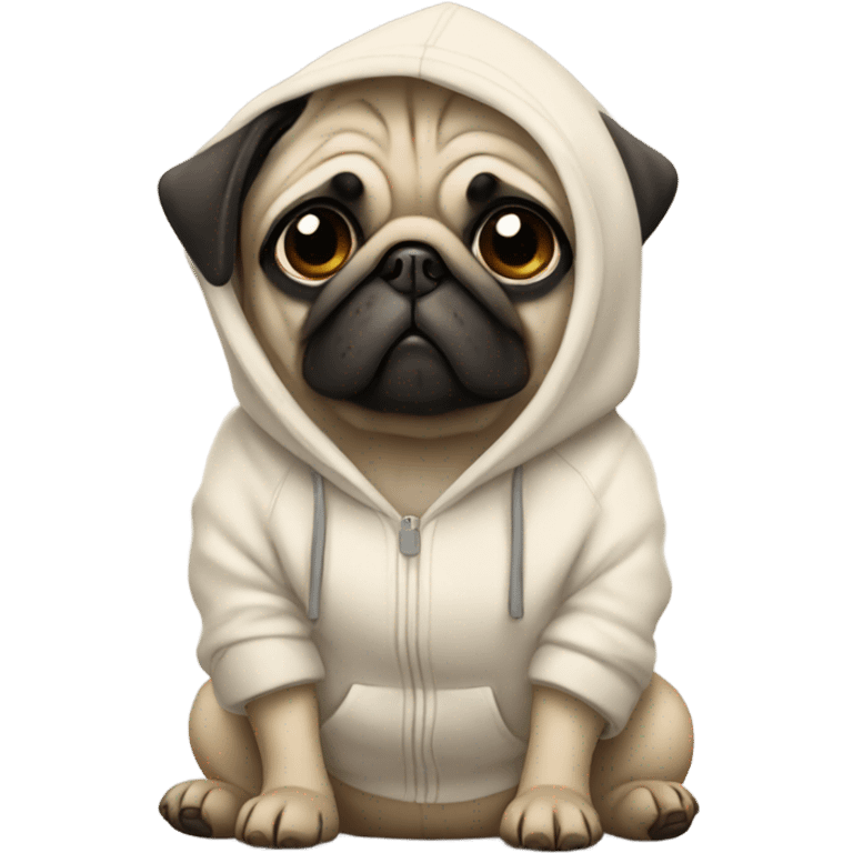 Pug wearing a hoodie  emoji