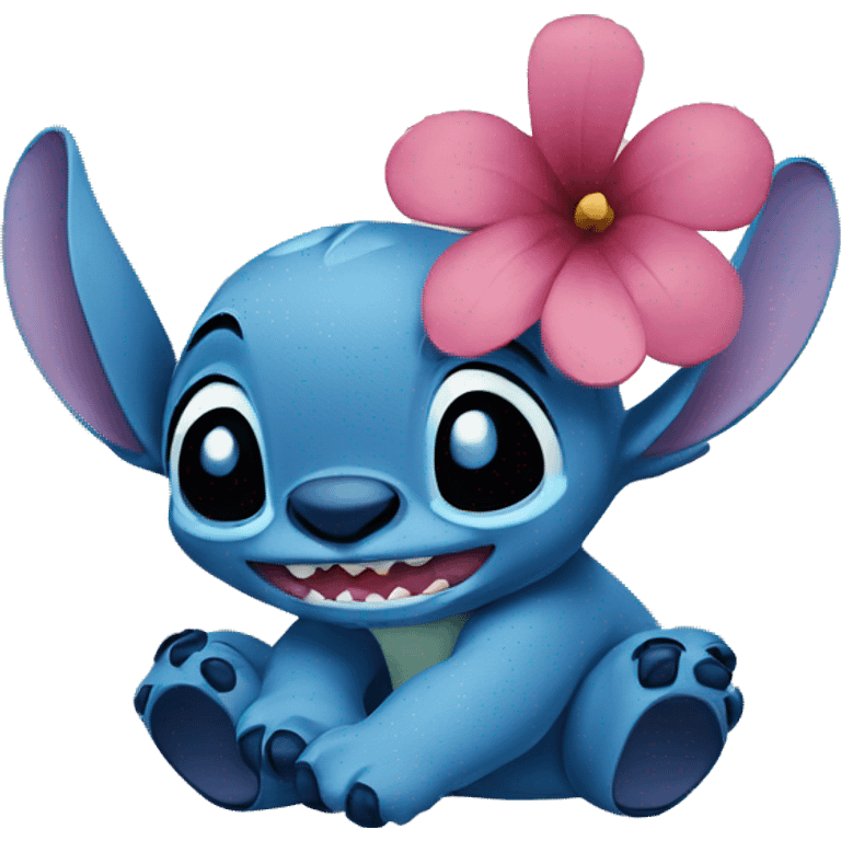 Stitch with flower emoji