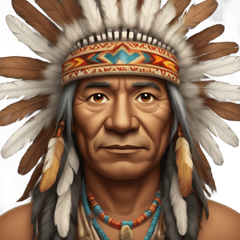 Native American tribal chief with a traditional feathered headdress emoji