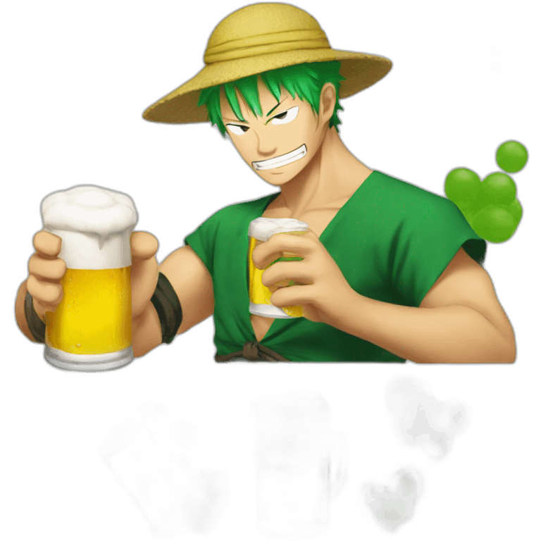 Zoro drink a beer emoji