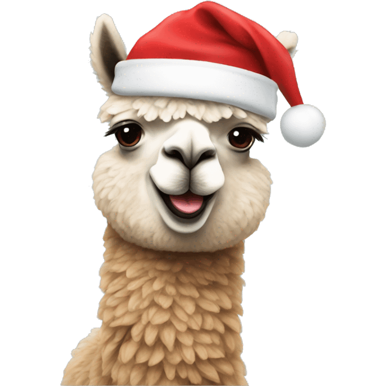 Alpaca with a christmas hat emoji