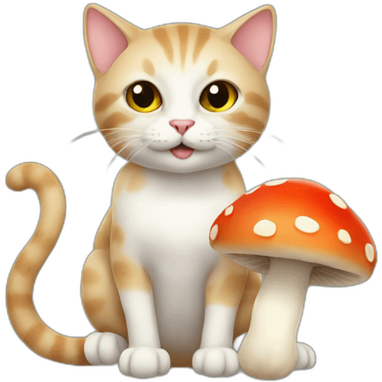 Cat with mushroom emoji