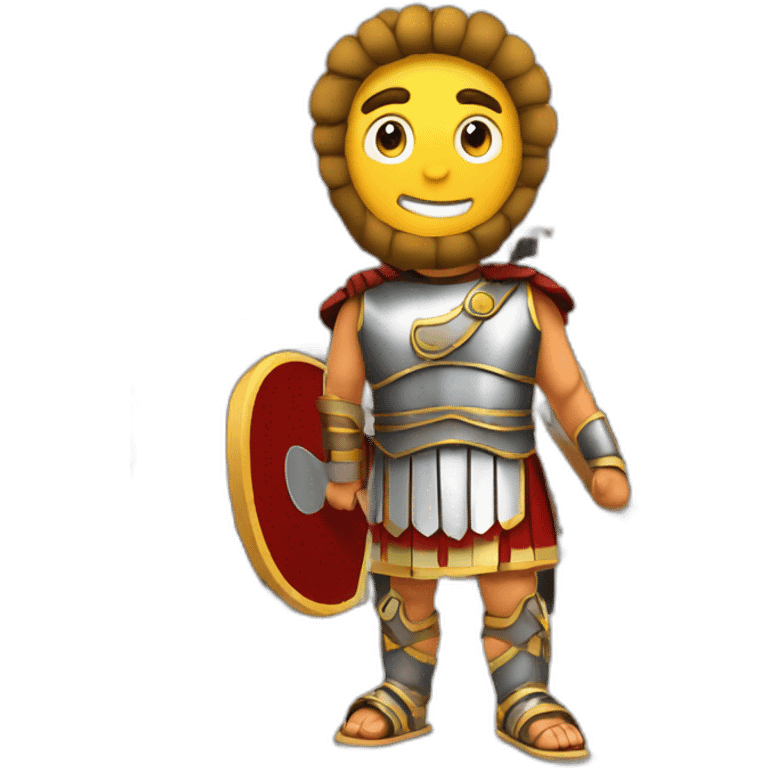 Roman gladiator with one tennis racket in right hand in colosseum emoji