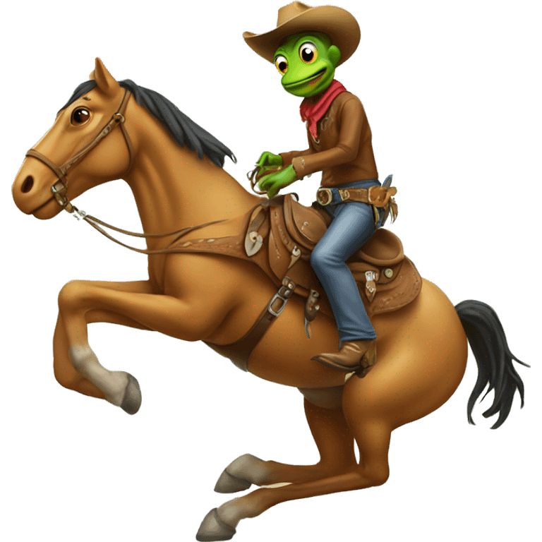 Cowboy frog riding a horse emoji