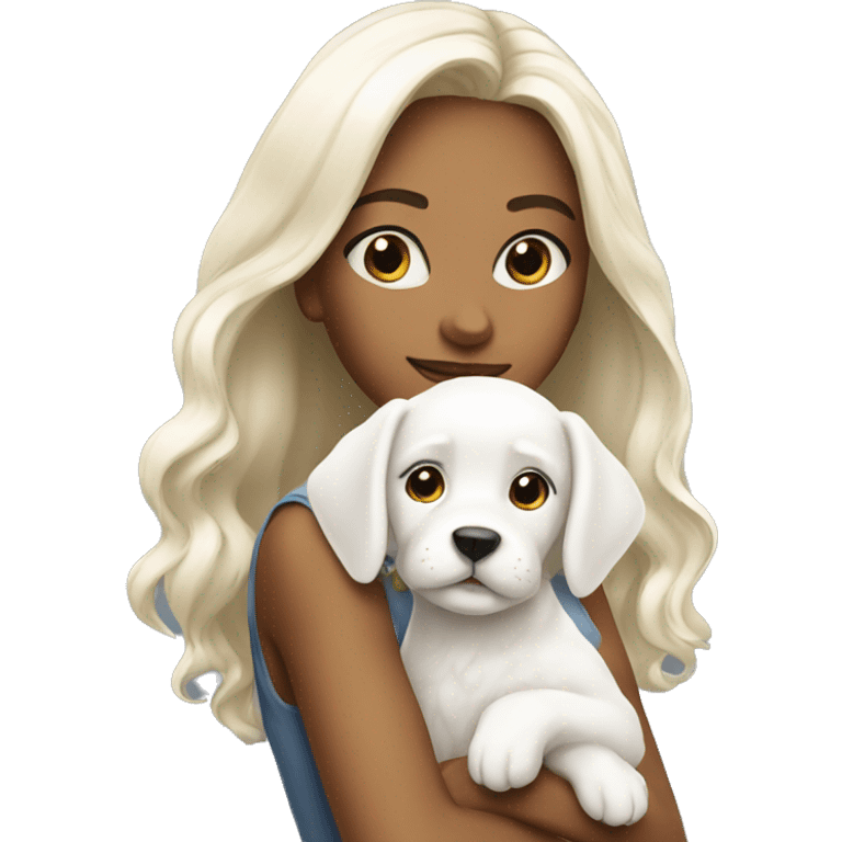 pretty girl with white puppy  emoji