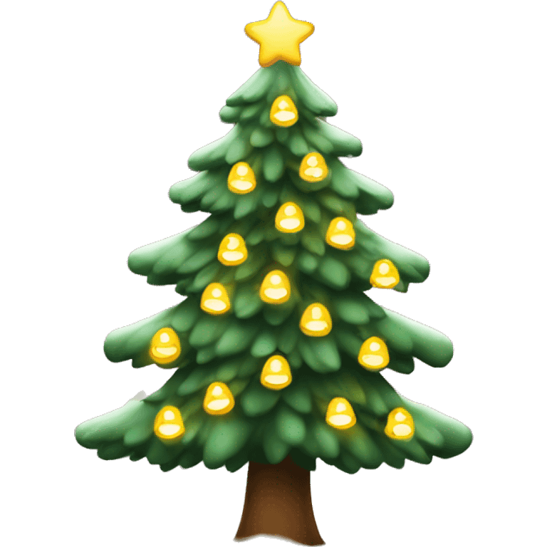 Christmas tree with warm lights and a snowy background  emoji