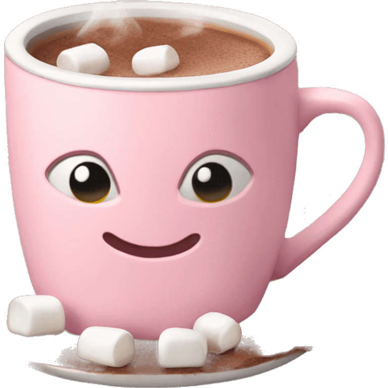 Light Pink mug of hot chocolate with marshmallows  emoji