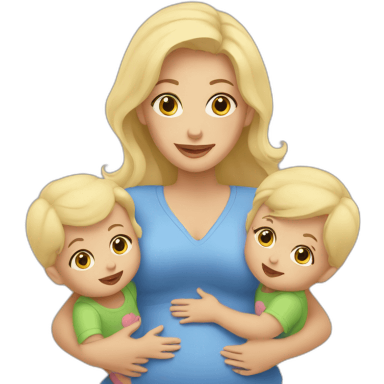 blonde mother with babies emoji