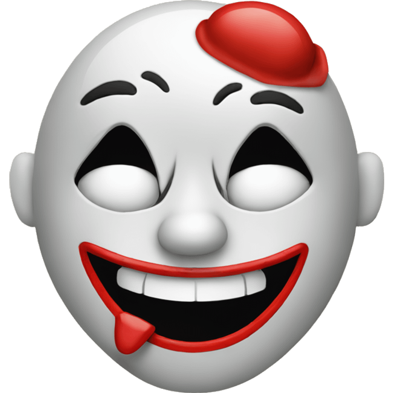 Smile emoji taking of clown mask with hand over mouth  emoji