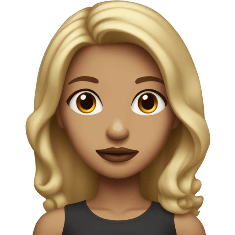 Dark blonde girl with brown eyes and Rosa lips  emoji