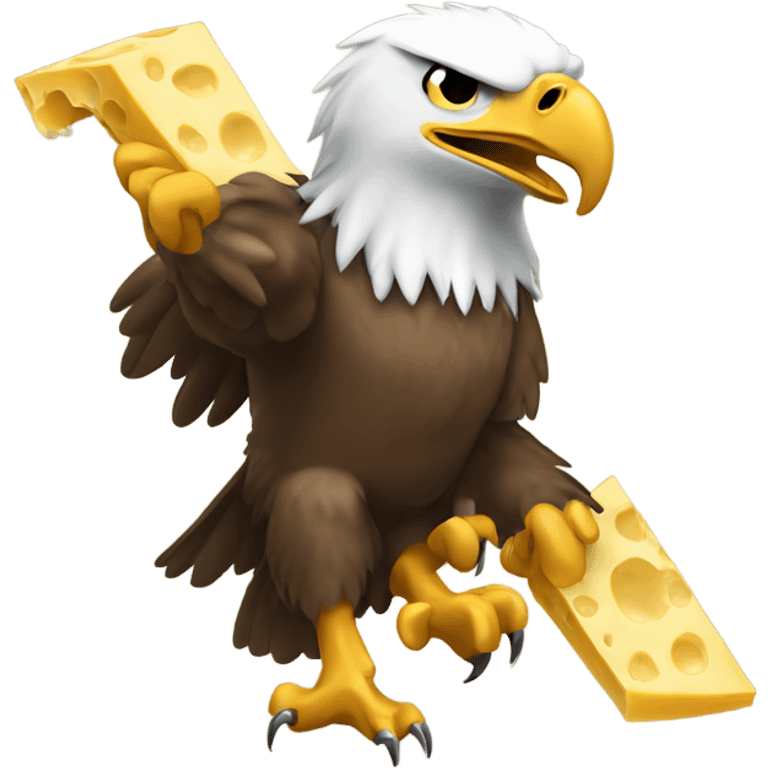 Eagle with cheesehead in claws emoji