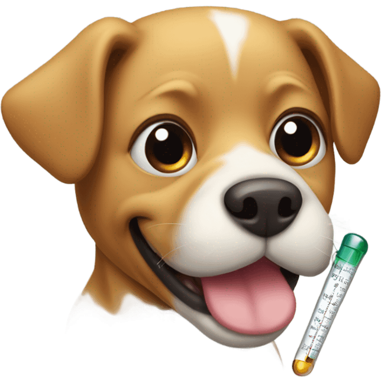 Dog with thermometer in mouth  emoji