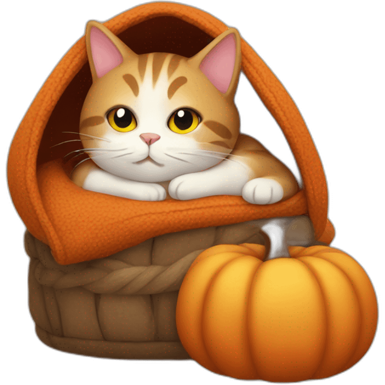 Cozy autumn cat emoji