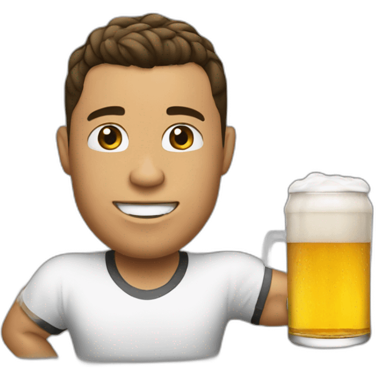 ronaldo drink beer with white  tshirt emoji