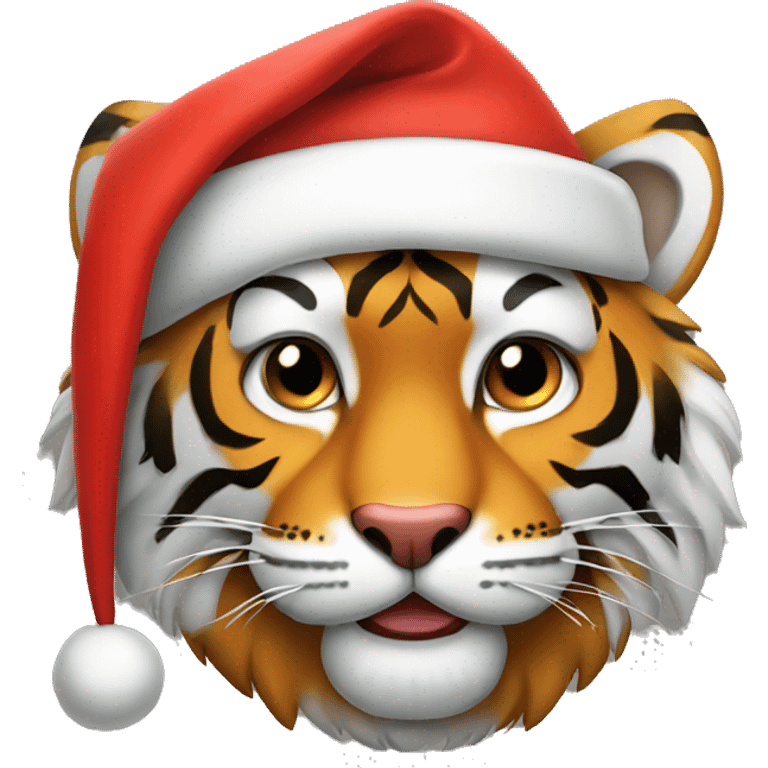 Tiger with Santa hat emoji