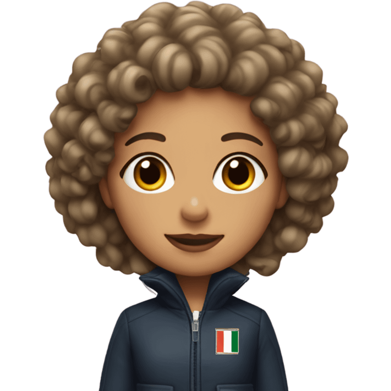 italian girl with curly hair wearing yankee jacket emoji