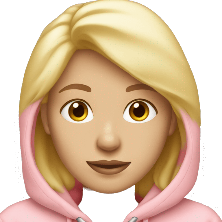 blonde girl with pastel pink hoodie emoji