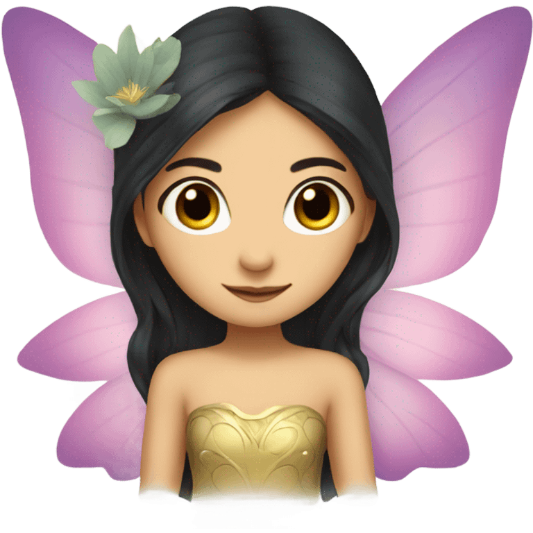 Lotus flower, fairy, wings, girl, dark hair, dark eyes  emoji