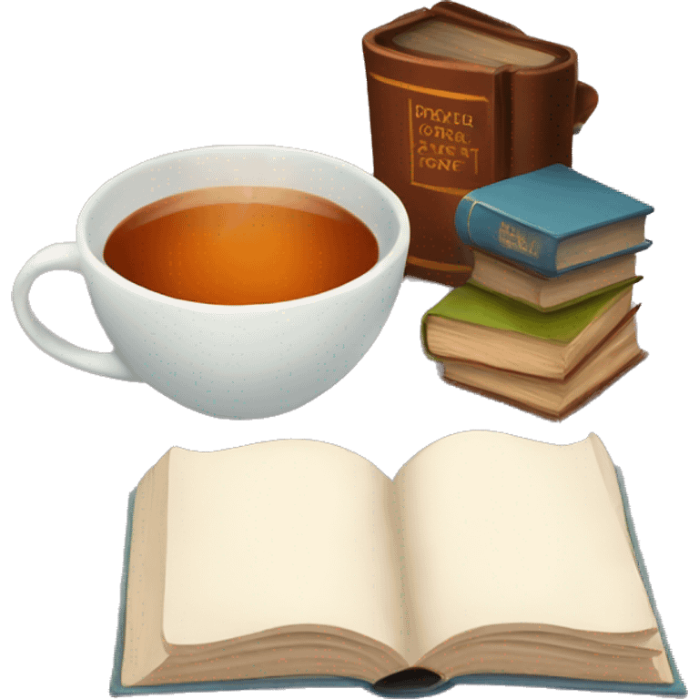 Cozy books and a cup of tea emoji