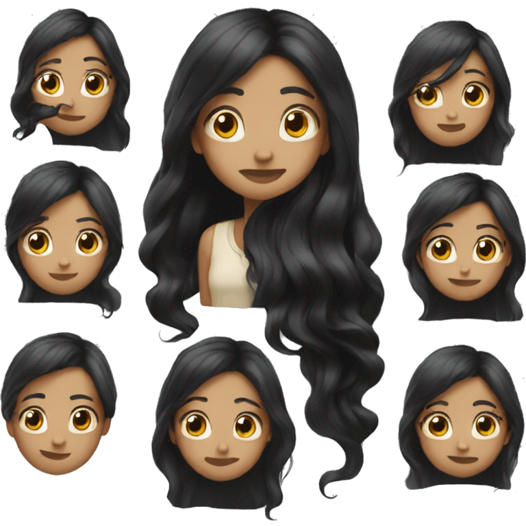 Long black hair emoji