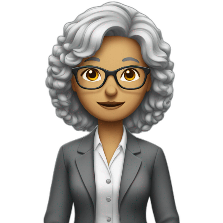 Grey hairs lady teacher standing wear glasses emoji