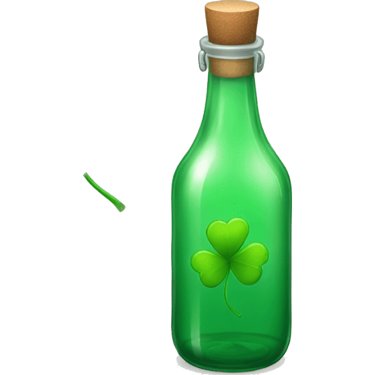 Ios 9.1 emoji style, a four-leaf clover in a glass bottle emoji