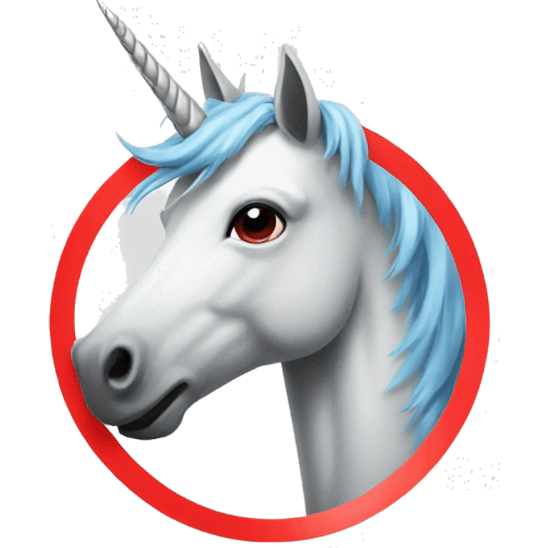 Unicorn with red circle and slash over the unicorn  emoji